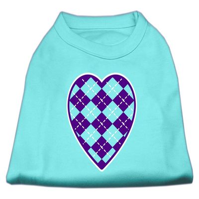 Argyle Heart Purple Design Print Dog Shirt Aqua Sm (10)