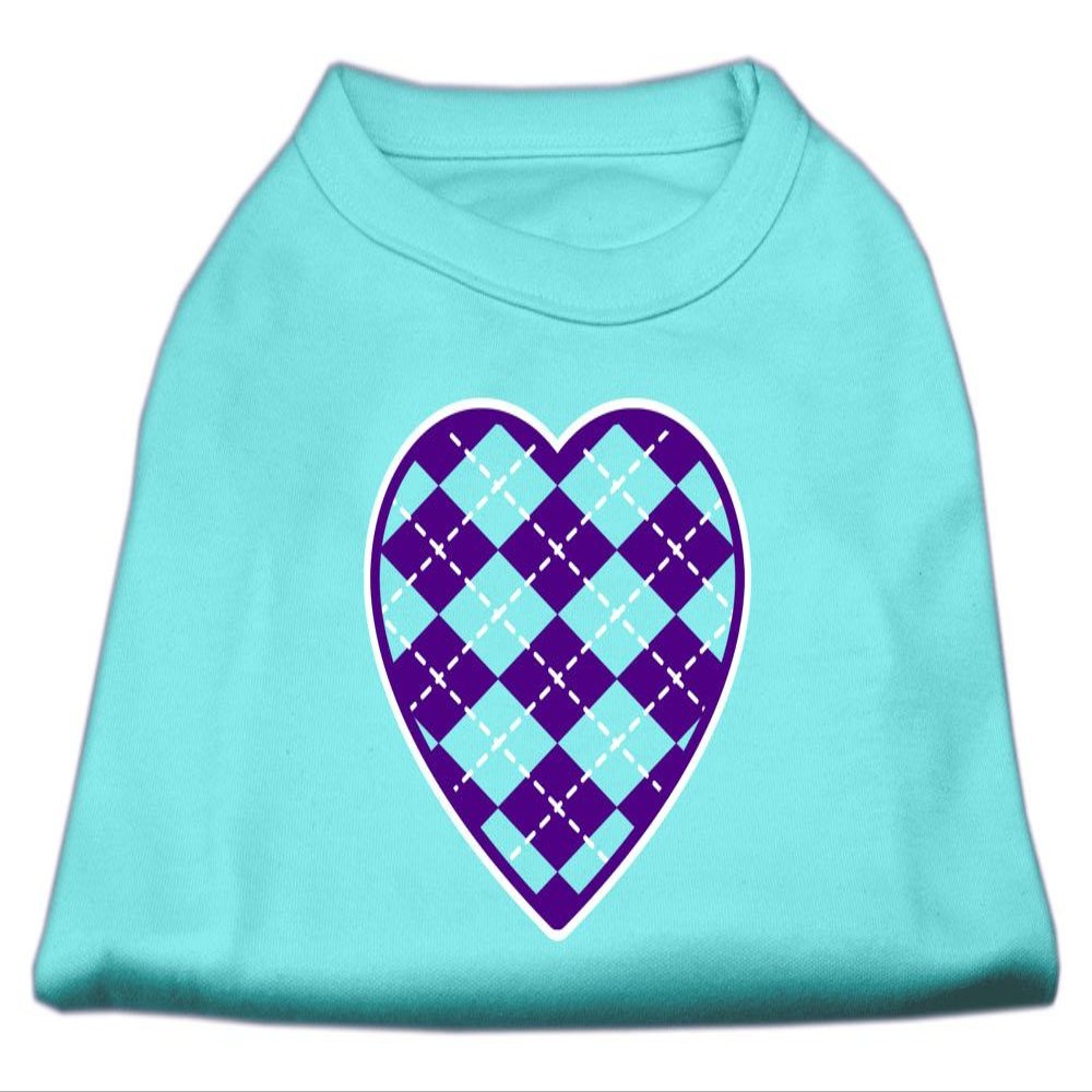 Argyle Heart Purple Design Print Dog Shirt Aqua Sm (10)