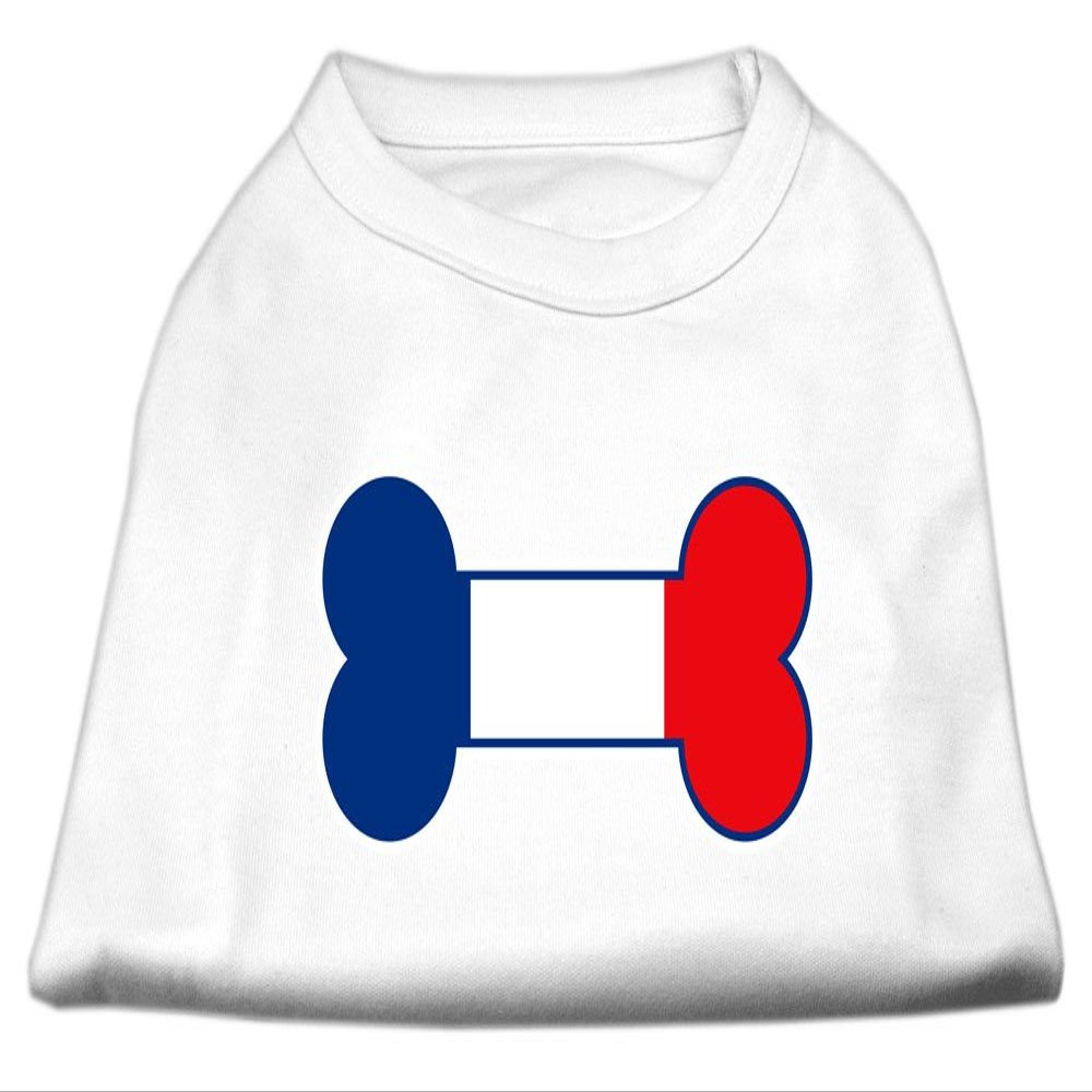 Bone Shaped France Flag Design Print Dog Shirt White L (14)