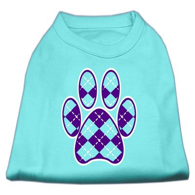 Argyle Paw Purple Design Print Dog Shirt Aqua XL (16)