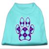 Argyle Paw Purple Design Print Dog Shirt Aqua XL (16) view 1