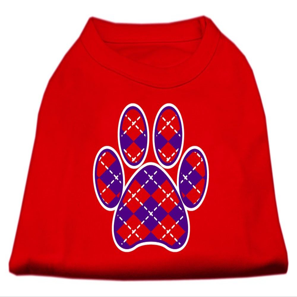 Mirage - Argyle Paw Purple Screen Print Shirt Red Med (12) "Product Category: New Pet Products/Argyle Paw Purple Screen Print Shirt"