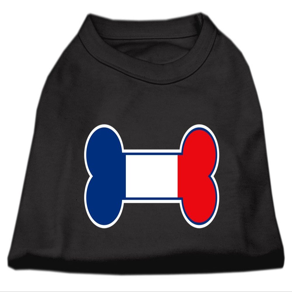 Bone Shaped France Flag Design Print Dog Shirt Black XL (16)