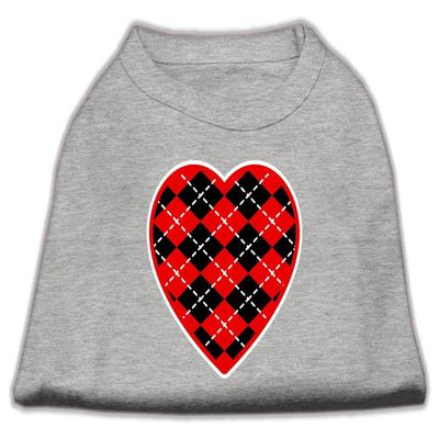 Argyle Heart Red Design Print Dog Shirt Grey Med (12)