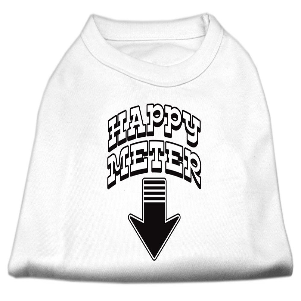 Mirage - Happy Meter Screen Printed Dog Shirt White Xl (16) "Product Category: Dog Shirts/Screen Print Shirts - Happy Meter Screen Printed Dog Shirt"