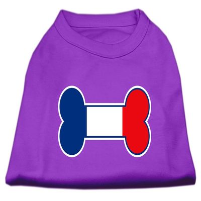 Bone Shaped France Flag Design Print Dog Shirt Purple L (14)
