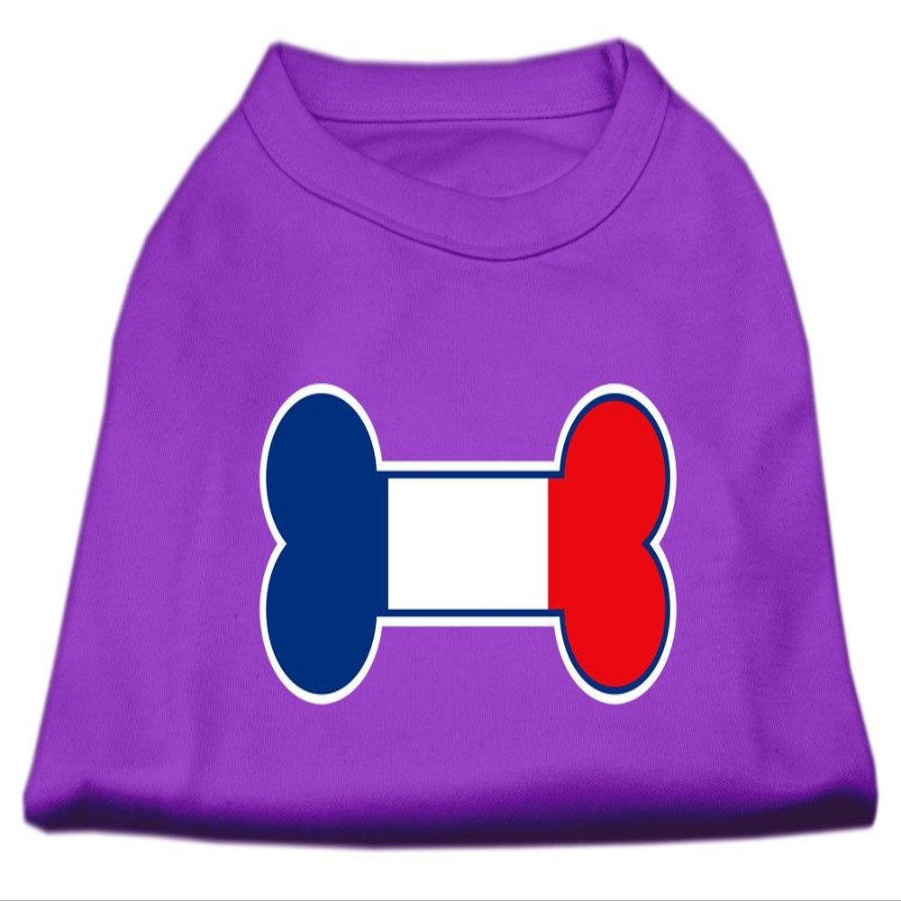Bone Shaped France Flag Design Print Dog Shirt Purple L (14)