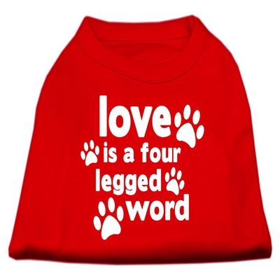 Love is a Four Leg Word Design Print Dog Shirt Red XS (8)