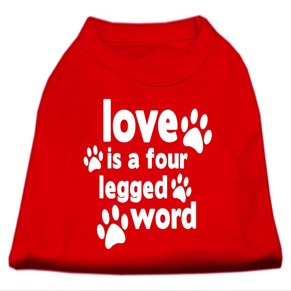 Love is a Four Leg Word Design Print Dog Shirt Red XS (8)