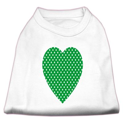 Green Swiss Dot Heart Design Print Dog Shirt White XXL (18)