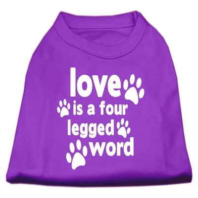 Love is a Four Leg Word Design Print Dog Shirt Purple XXXL (20)