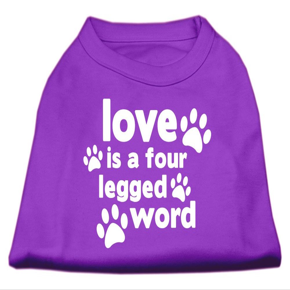 Love is a Four Leg Word Design Print Dog Shirt Purple XXXL (20)