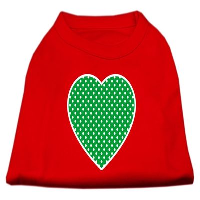 Green Swiss Dot Heart Design Print Dog Shirt Red XXL (18)