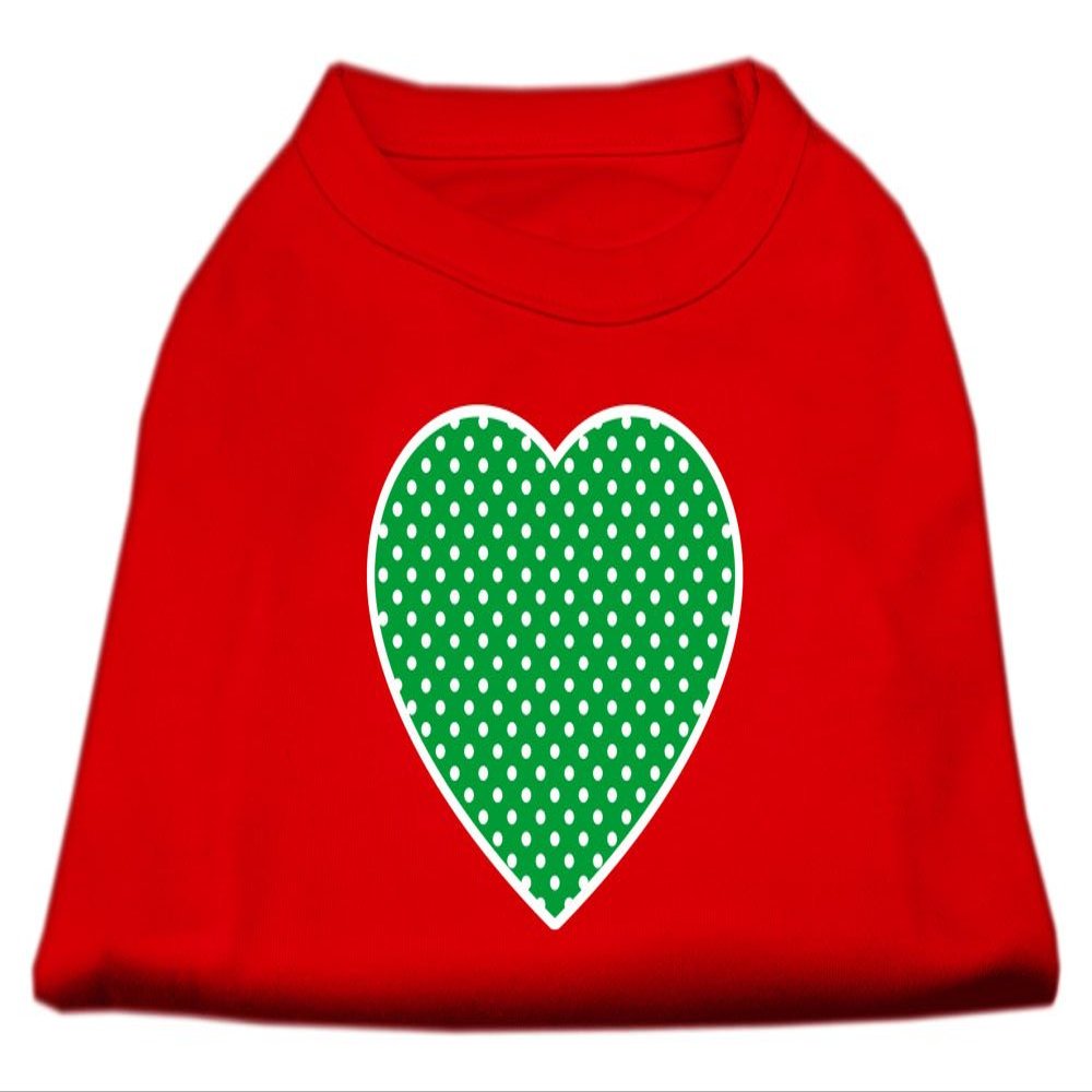 Green Swiss Dot Heart Design Print Dog Shirt Red XXL (18)