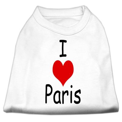 I Love Paris Design Print Dog Shirt White Lg (14)