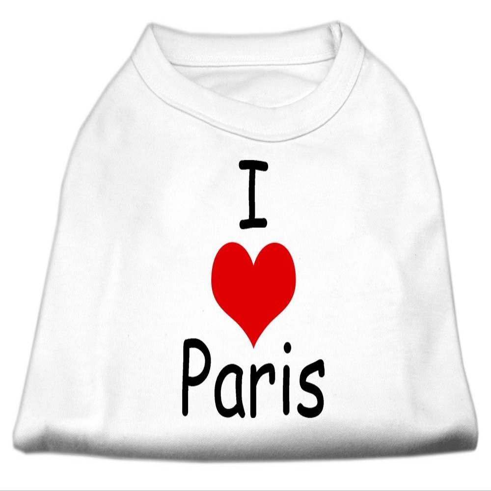 I Love Paris Design Print Dog Shirt White Lg (14)
