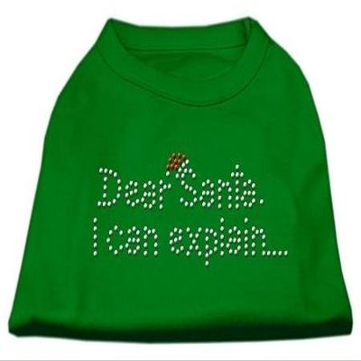 Dear Santa I Can Explain Rhinestone Dog Shirt Emerald Green XS (8)