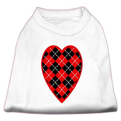 Mirage - Argyle Heart Red Screen Print Shirt White M (12) "Product Category: New Pet Products/Argyle Heart Red Screen Print Shirt"