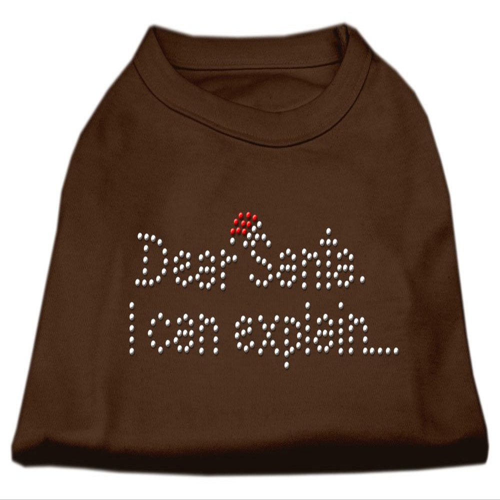 Dear Santa I Can Explain Rhinestone Dog Shirt Brown XS (8)