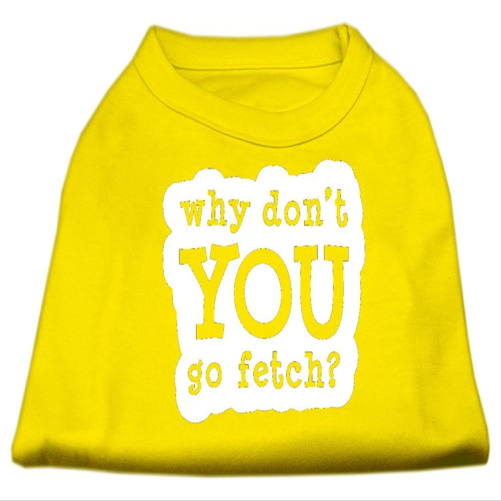 You Go Fetch Design Print Dog Shirt Yellow XS (8)