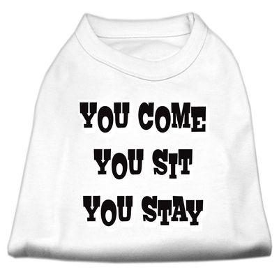 You Come, You Sit, You Stay Design Print Dog Shirt White XL (16)