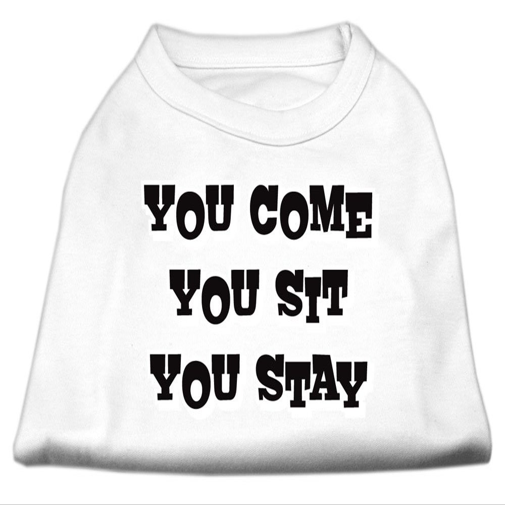 You Come, You Sit, You Stay Design Print Dog Shirt White XL (16)
