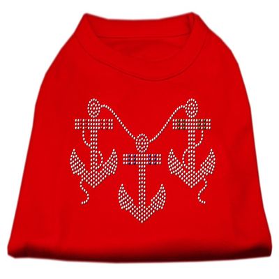 Anchors Rhinestone Dog Shirt Red XXXL(20)