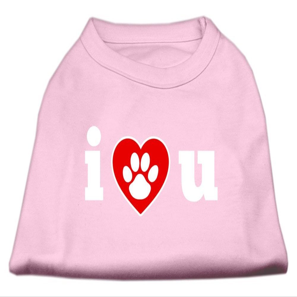 I Love U Design Print Dog Shirt Light Pink Lg (14)