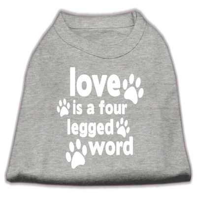 Love is a Four Leg Word Design Print Dog Shirt Grey XS (8)