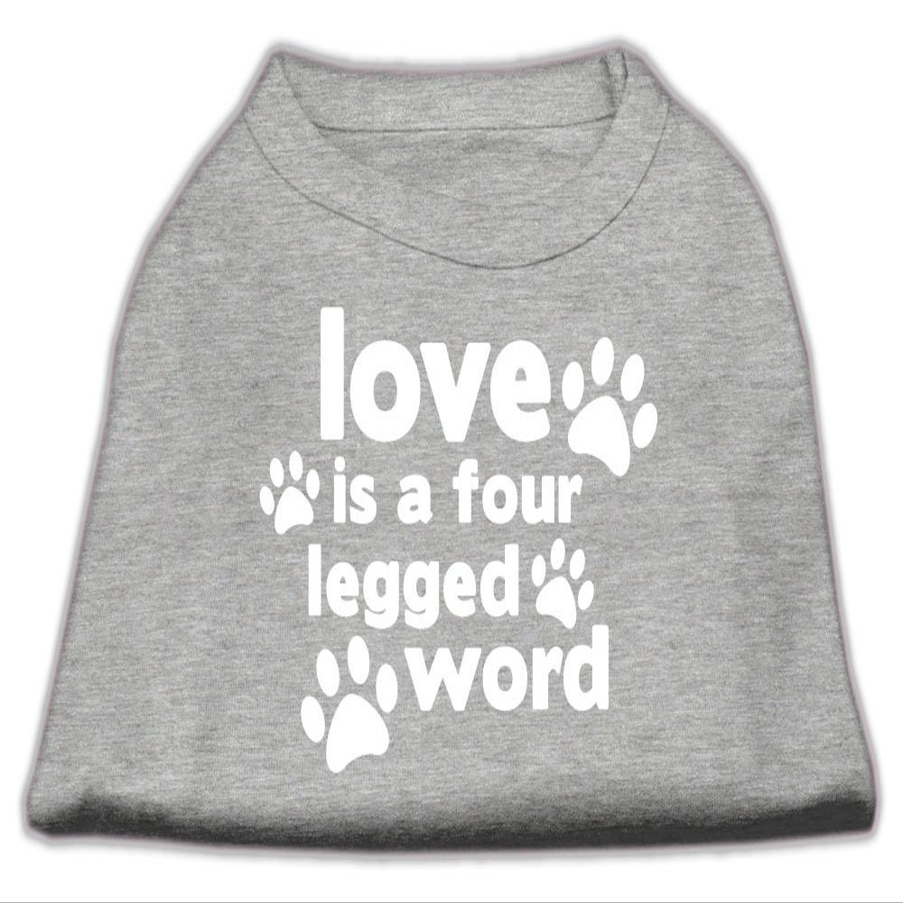 Love is a Four Leg Word Design Print Dog Shirt Grey XS (8)