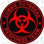 1 - 4" Zombie Outbreak Response Team Decal Black / Red