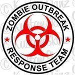 1 - 4" Zombie Outbreak Response Team Decal White / Black / Red