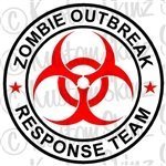 1 - 4" Zombie Outbreak Response Team Decal White / Black / Red