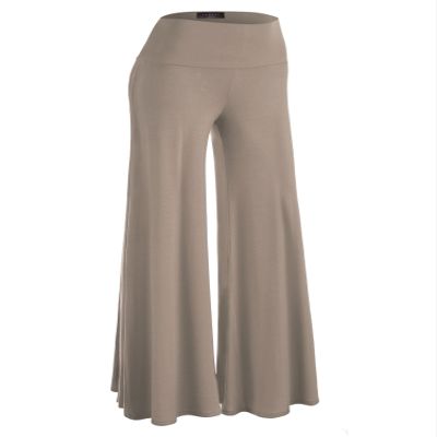 Lock and Love WB750 Womens Chic Palazzo Lounge Pants L Taupe