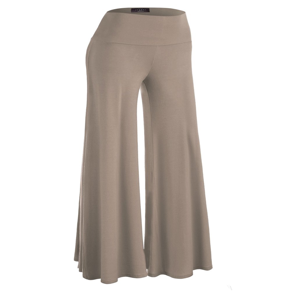 Lock and Love WB750 Womens Chic Palazzo Lounge Pants L Taupe
