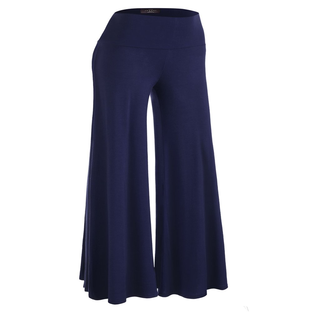 Lock and Love WB750 Womens Chic Palazzo Lounge Pants S Navy