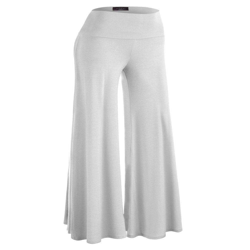 Lock and Love WB750 Womens Chic Palazzo Lounge Pants S White