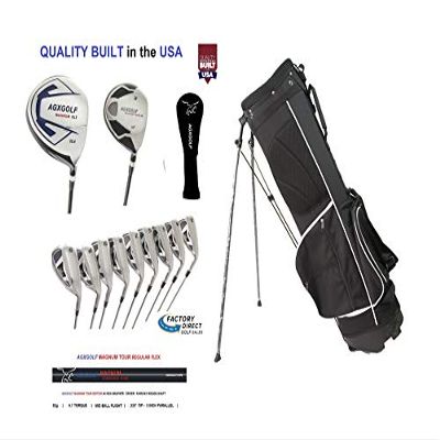 AGXGOLF Mens XS Wide Sole Golf Club Set; Regular Length; 460Ccc Graphite Driver, 3 Wood, 3-9 Irons, PW+SW, Putter + Stand Bag Right Hand