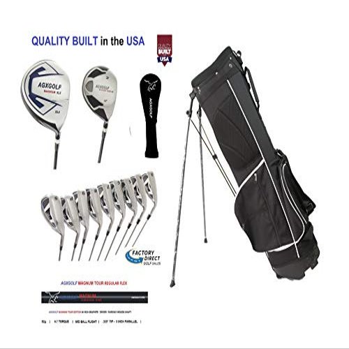 AGXGOLF Mens XS Wide Sole Golf Club Set; Regular Length; 460Ccc Graphite Driver, 3 Wood, 3-9 Irons, PW+SW, Putter + Stand Bag Right Hand