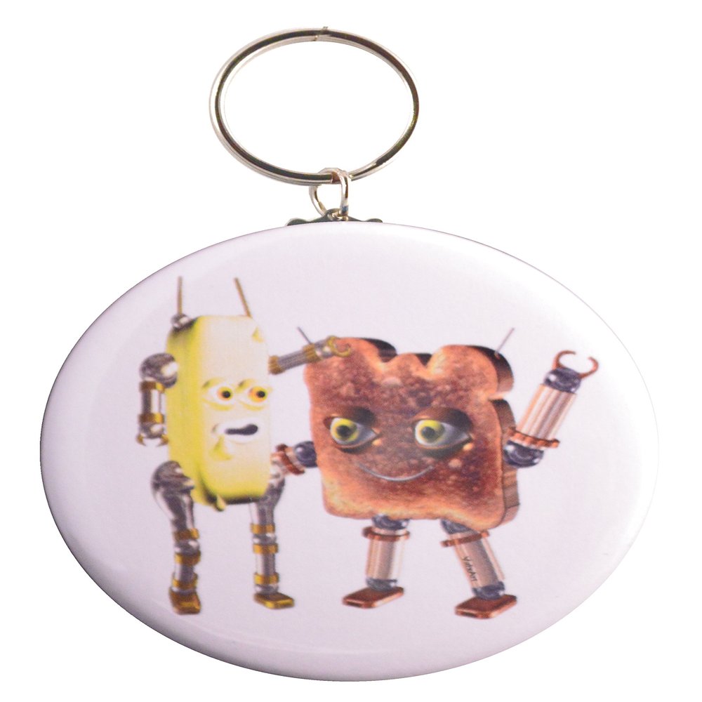 ValxArt Fudebots BreadBot ButterBot on 2-side keychain + Magnet