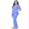 Dagacci Medical Uniform Womens and Mens Scrub Set Unisex Medical Scrub Shirt Top and Pant, Ceil Blue, Large, view 3