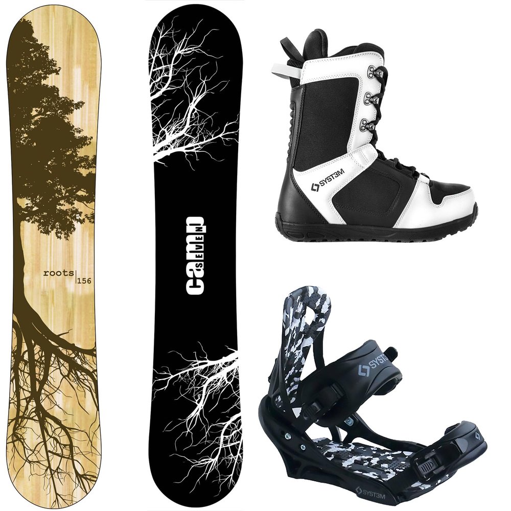 Camp Seven Roots CRC Snowboard and APX Men's Complete Snowboard Package (153 cm, Boot Size 9)