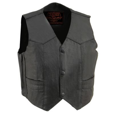 Milwaukee Leather SH2011 Kids Black Classic Three Snap Leather Vest - 3X-Large