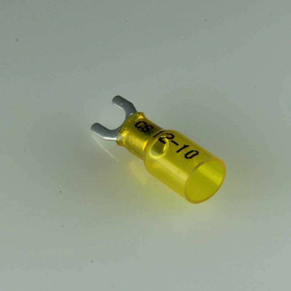 12-10 Ga. Heavy Duty Heat-Shrink Fork Terminals, #10 Stud - (Pack of 10)