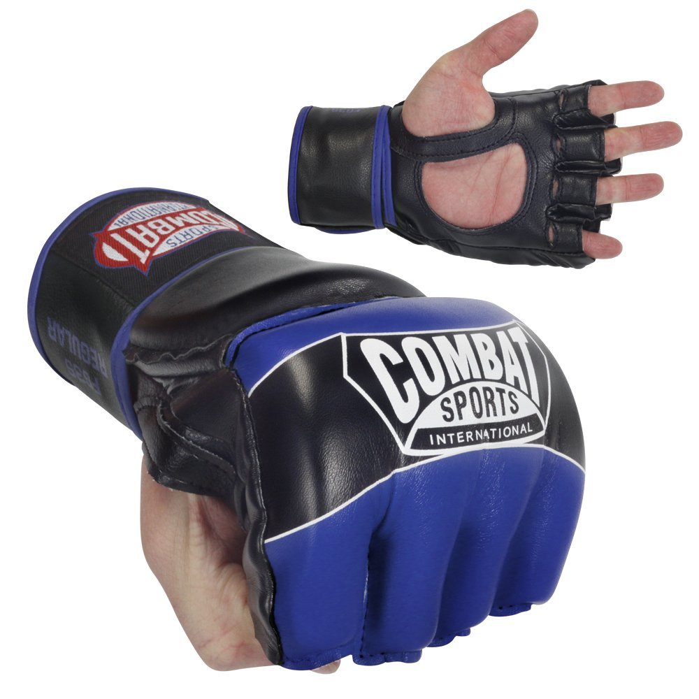 Combat Sports Pro Style Grappling MMA Gloves, Blue, Youth Large