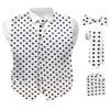 Vittorio Farina Polka Dot Suit Vest for Men Set of 4 - Vest, Necktie, Bow Tie & Pocket Square (White & Black, 2XL) view 1