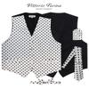 Vittorio Farina Polka Dot Suit Vest for Men Set of 4 - Vest, Necktie, Bow Tie & Pocket Square (White & Black, 2XL) view 2