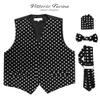 Vittorio Farina Polka Dot Suit Vest for Men Set of 4 - Vest, Necktie, Bow Tie & Pocket Square (Black & White) view 2