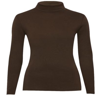 Fashion Valley Big Girls' Plain Long Sleeve Turtle Polo Neck Jumper UK M/L 12-14 Dark Brown