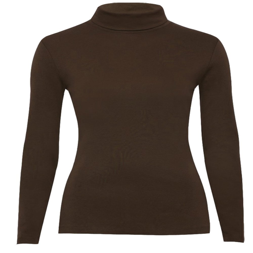Fashion Valley Big Girls' Plain Long Sleeve Turtle Polo Neck Jumper UK M/L 12-14 Dark Brown